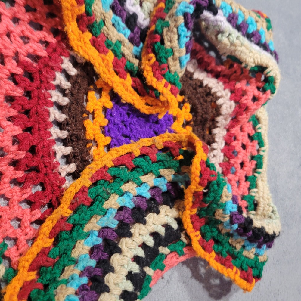 Handmade Crochet Circle Vest Kids XS Multi-Color Boho‎ Hippie Mandala Layering